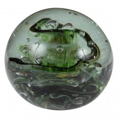 Petite green swirl Murano glass paperweight